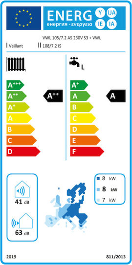 Vaillant aroTHERM Pure VWL 105/7.2 AS 230V Wärmepumpe 11.4kW Einphasig 60°C Systemtyp Split mit R32