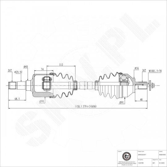 Half Axle Drive Ford C-Max Focus II Volvo C30 C70 II S40 II V50 Front Left 1223785