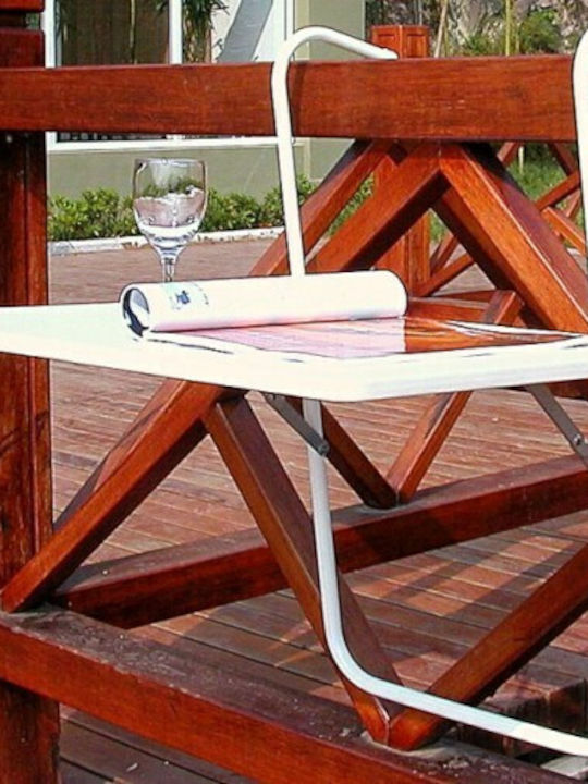 Πλαστικό Τραπέζι για Μικρούς Εξωτερικούς Χώρους Πτυσσόμενο με Μεταλλικό Σκελετό Λευκό 60x40x74εκ.