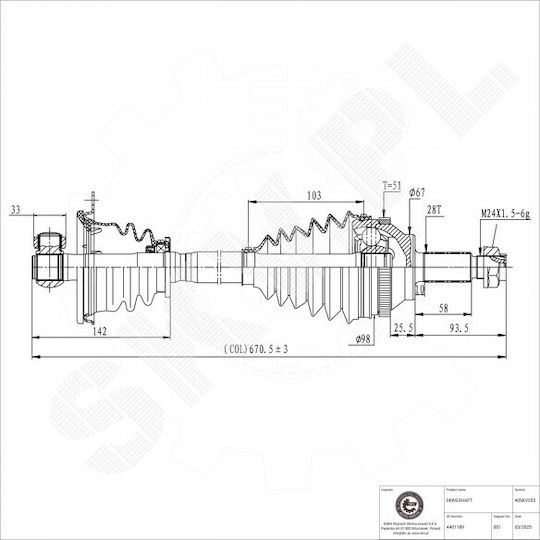 Halbachse Nissan Interstar Opel Movano Renault Haupt- Ii Vorderes Linkes 4401189