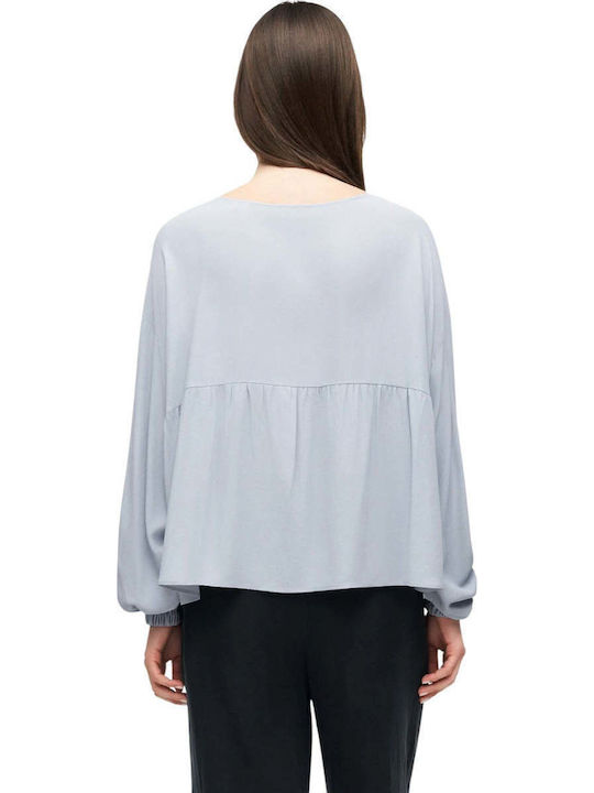 Women's Long Sleeve Blue Blouse