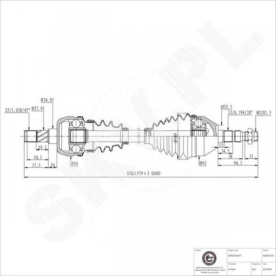 SKV Ημιαξόνιο για Opel Astra / Zafira