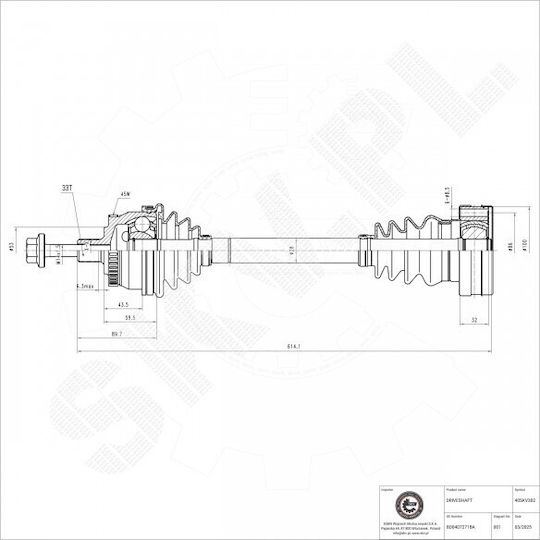SKV Half Axle for Audi A4 Volkswagen Passat