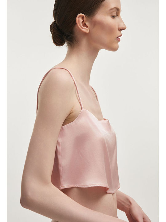 Women's Crop Top with Spaghetti Straps Pink