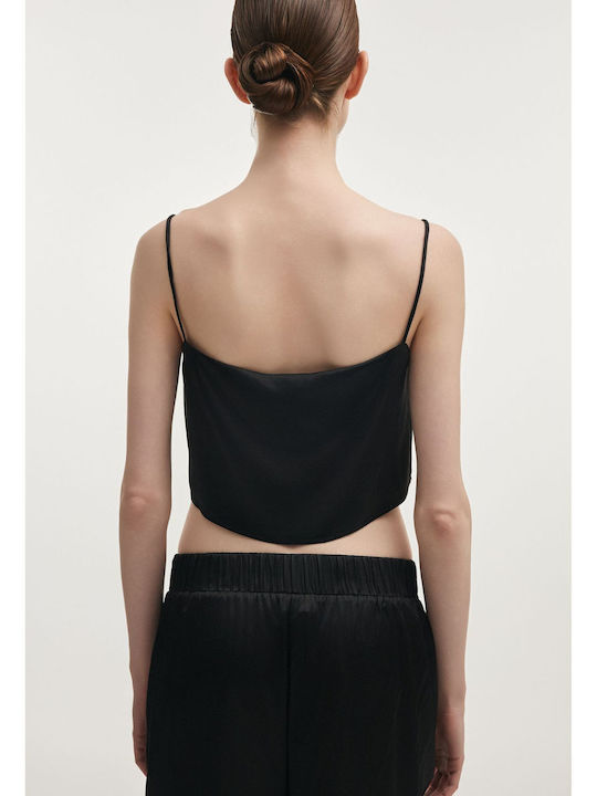 Γυναικείο Crop Top με Τιράντες Μαύρο