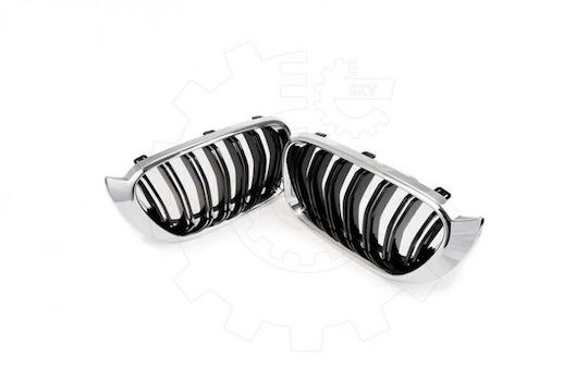 BMW X3 F25 Facelift Set Linke Oder Rechte Doppelstreifen Schwarzes Chrom Kühlergrillmaske