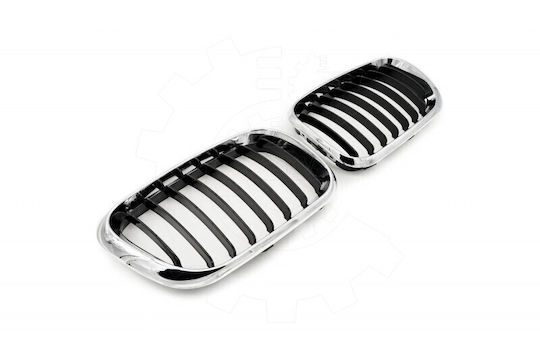 Bmw X5 E53 Radiator Mask Set Left or Right Single Stripe Black Chrome 51137113733