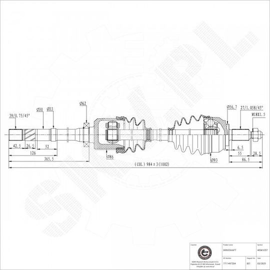 Половин Ос Renault Laguna III Предна Дясна 7711497204