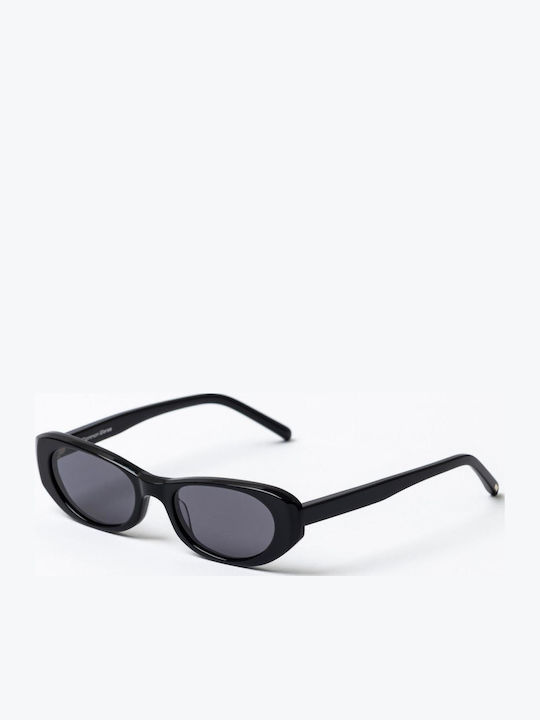 Women's Sunglasses with Black Plastic Frame and Black Lens