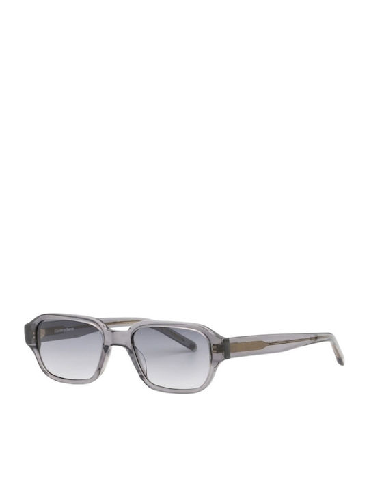 Men's Sunglasses with Gray Horn-Rimmed Frame and Gray Gradient Lens