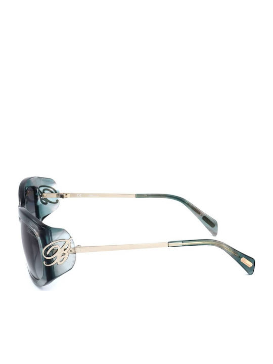Blumarine Women's Sunglasses with Blue Horn-Rimmed Frame and Gradient Lenses SBM779 09GK