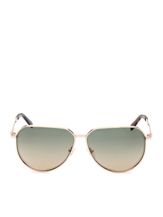 Guess Unisex Sonnenbrillen mit Goldenem Metallrahmen und Grünem Verlaufsfarben-Glas GU00089 28Q