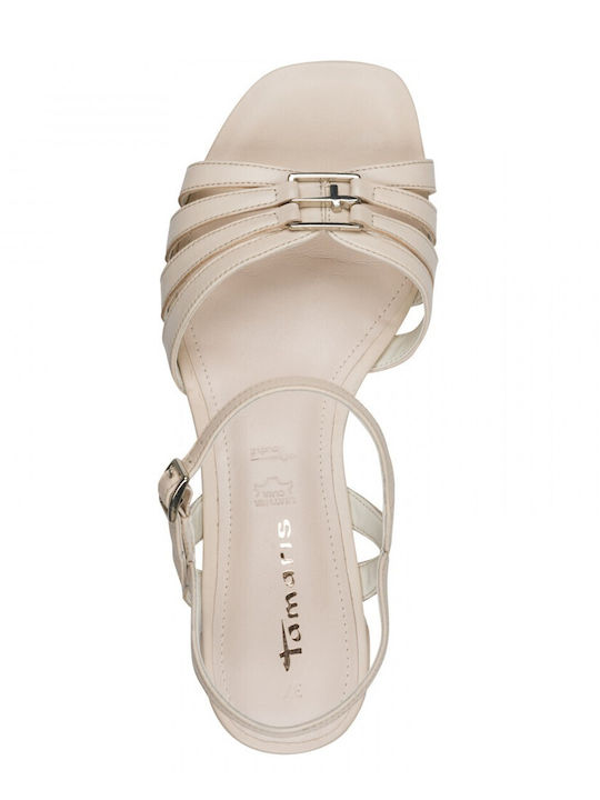 Damen Sandalen Aus Leder Beige