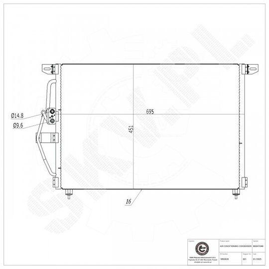 SKV Car Engine Radiator Opel Omega B Without Dehumidifier 1850028