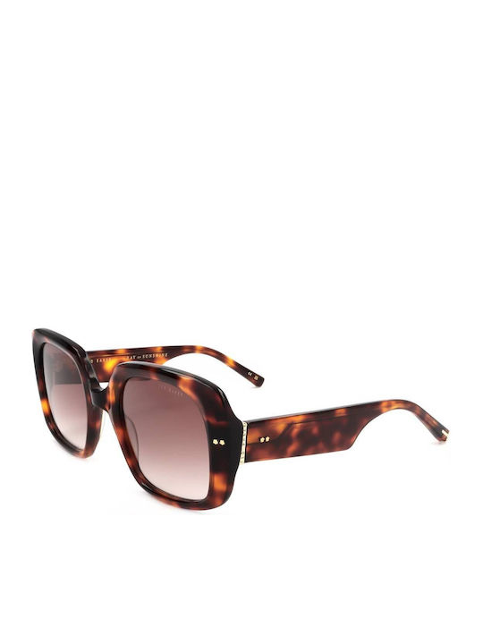 Ted Baker Women's Sunglasses with Brown Tartaruga Plastic Frame and Brown Gradient Lens