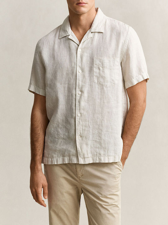 Gant Reg Kurzärmeliges Leinenhemd in Normale Passform Beige Gant Reg Kurzärmeliges Leinenhemd in Normale Passform Beige