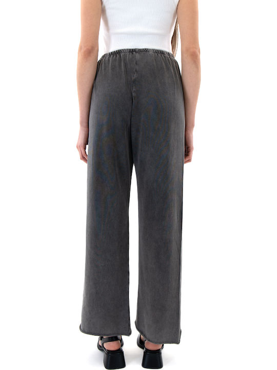 Four Minds Pants Γυναικείο Ψηλόμεσο Υφασμάτινο Παντελόνι με Λάστιχο Relaxed Fit Γκρι