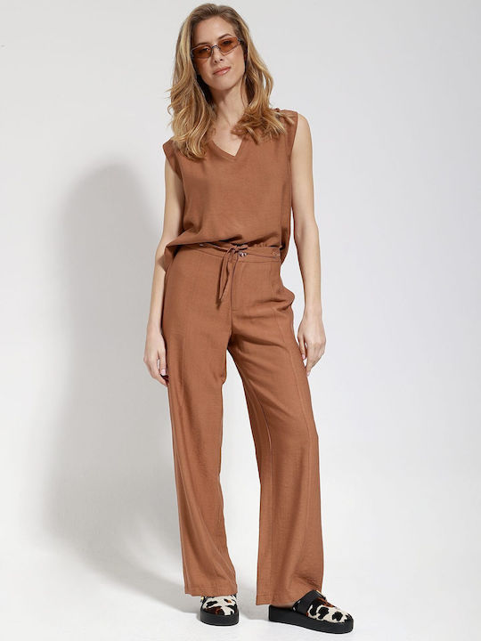 Women's High Rise Pantaloons in Slim Fit Camel