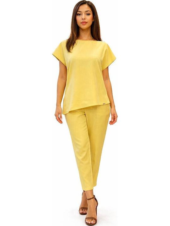 Damen Gelbes Satz mit Gummibandhose in Loose Passform