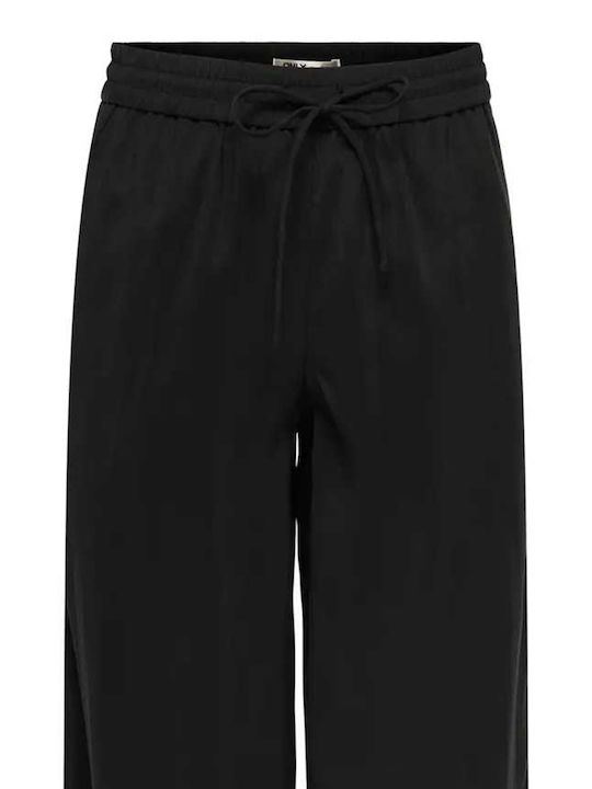 Breite Damen Stoffhose in Breit Bein Stil Schwarz