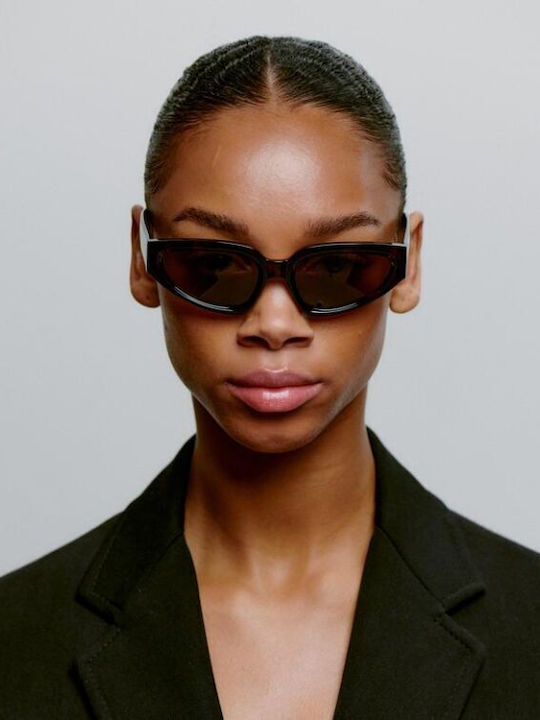 A.Kjaerbede Ella Unisex Sonnenbrillen mit Braunen Schildkrötenrahmen und Schwarzen Gläsern KL2501-003