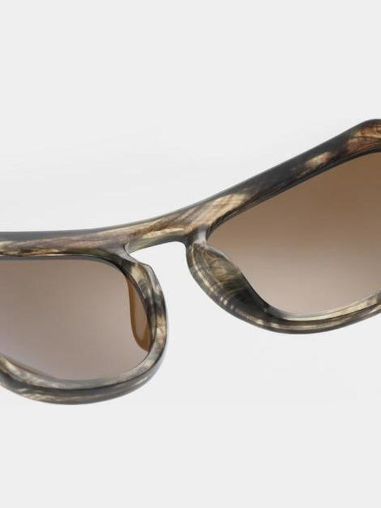 A.Kjaerbede Max Unisex Sunglasses with Horn-Rimmed Frame Striped Horn