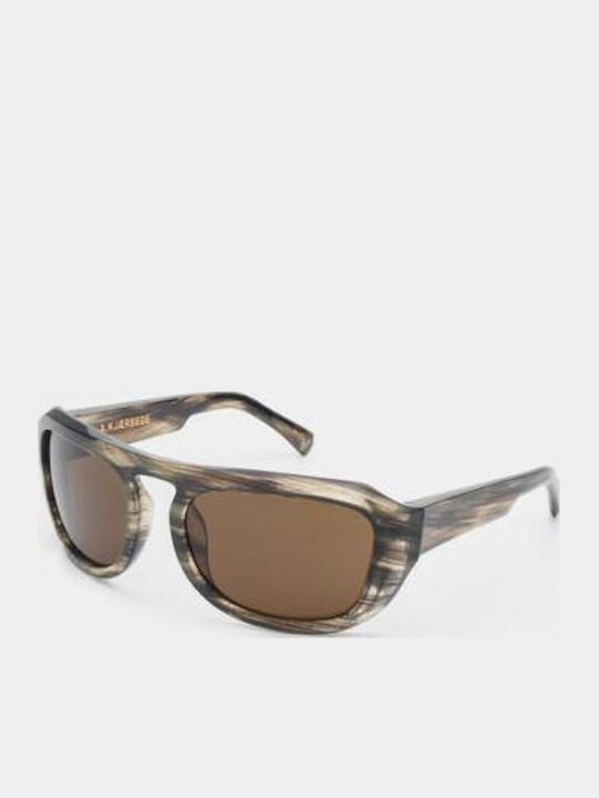 A.Kjaerbede Max Unisex Sunglasses with Horn-Rimmed Frame Striped Horn