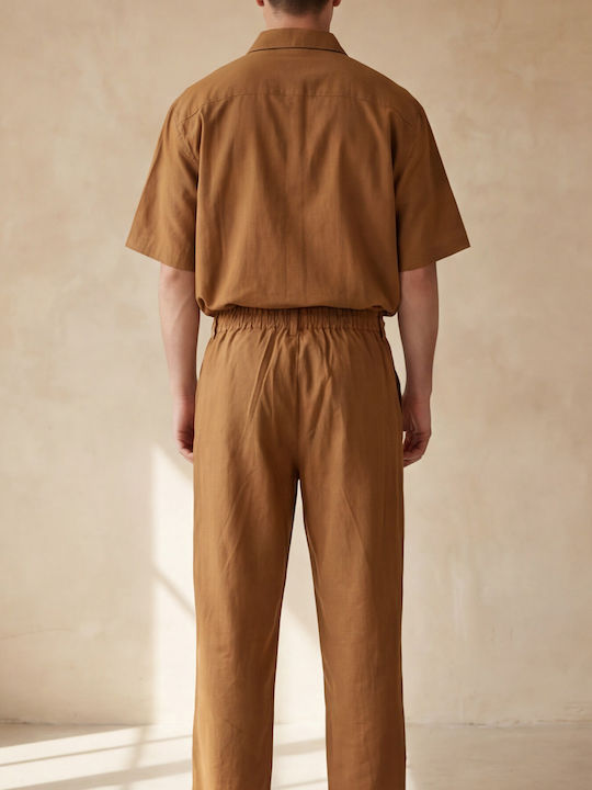 Trousers Set in Relaxed Fit Tabac Brown
