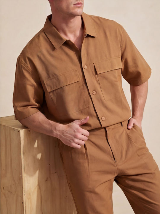 Trousers Set in Relaxed Fit Tabac Brown