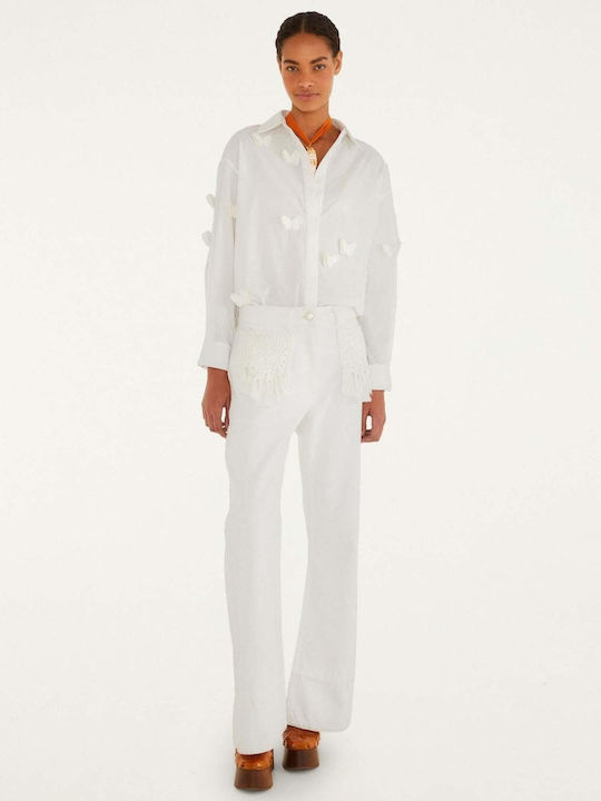 Μακρυμάνικο Γυναικείο Λινό Πουκάμισο Off-white