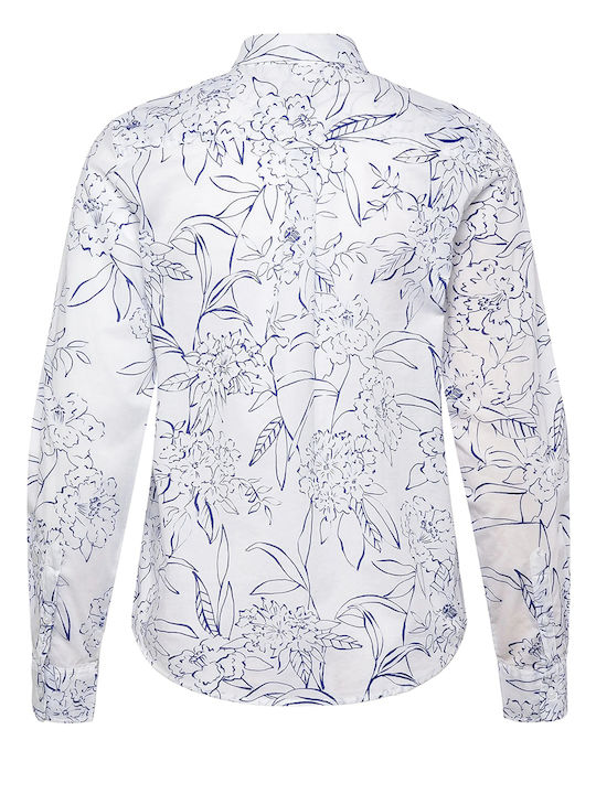 Long Sleeve Women's Shirt White Floral