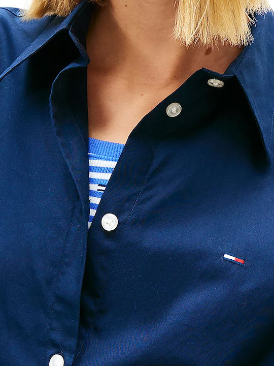 Sleeveless Women's Denim Shirt Blue Striped