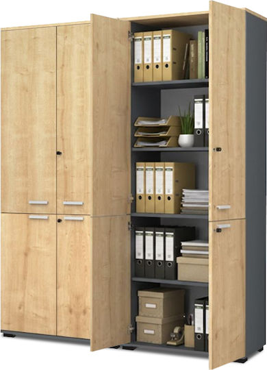 Bücherregale & Regale Venturo Anthrazit - Natürliche Eichenfarbe 160x40x200cm