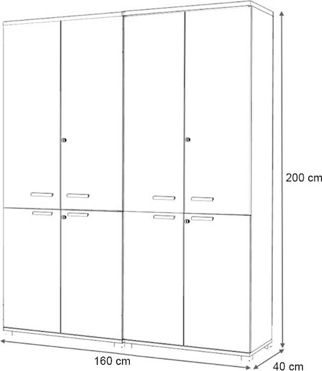 Bücherregale & Regale Venturo Anthrazit - Natürliche Eichenfarbe 160x40x200cm