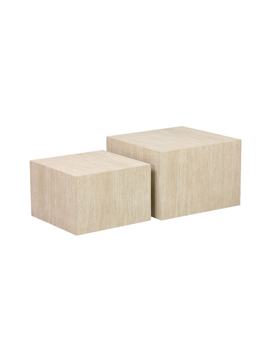Rectangular Side Coffee Table Coffina Wooden MDF 2 Pieces W58xL58xH40cm