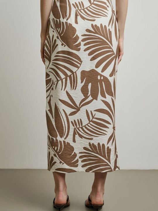 Midi Skirt Floral Brown