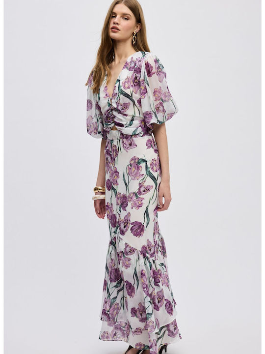 Maxi Φούστα Floral Λευκή