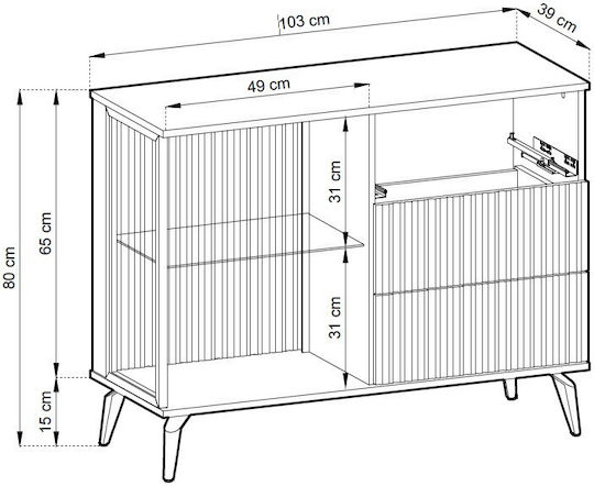 Sideboard Vici Holz mit Schubladen Braune 103x39x80cm
