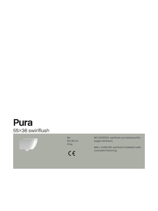GSI Pura Λεκάνη Κρεμαστή Rimless με Καζανάκι με Slim Κάλυμμα Soft Close Λευκή