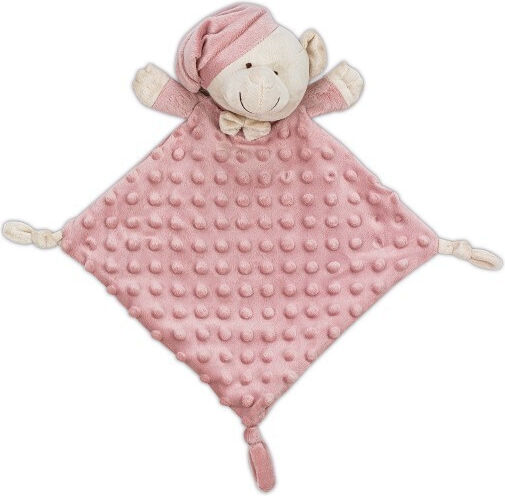 Interbaby Κουβέρτα Ισπανίας Αγκαλιάς & Λίκνου Bear Βελουτέ Ροζ με Ζωάκι 80x110εκ.
