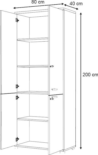 Стояща На Пода Графическа Шкаф Venturo Дървена С Ключалка Антрацит 80x40x200см