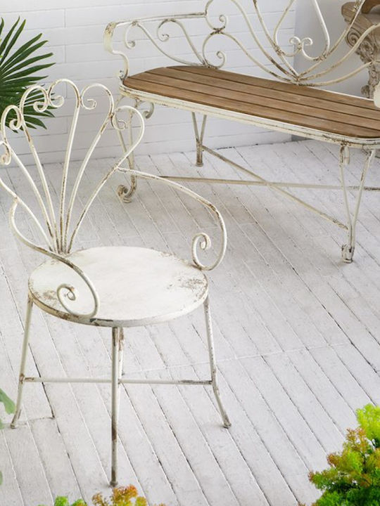 Scaun De Exterior Metalic Alb 62x56x97cm
