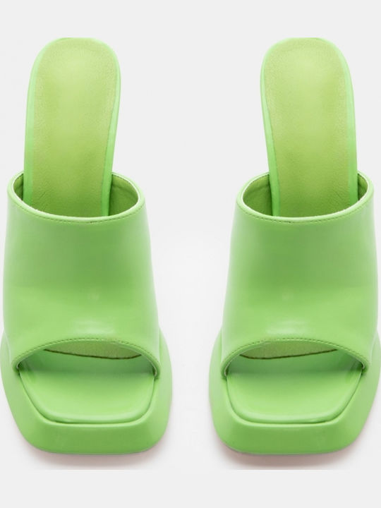Flat Mules In Green Colour