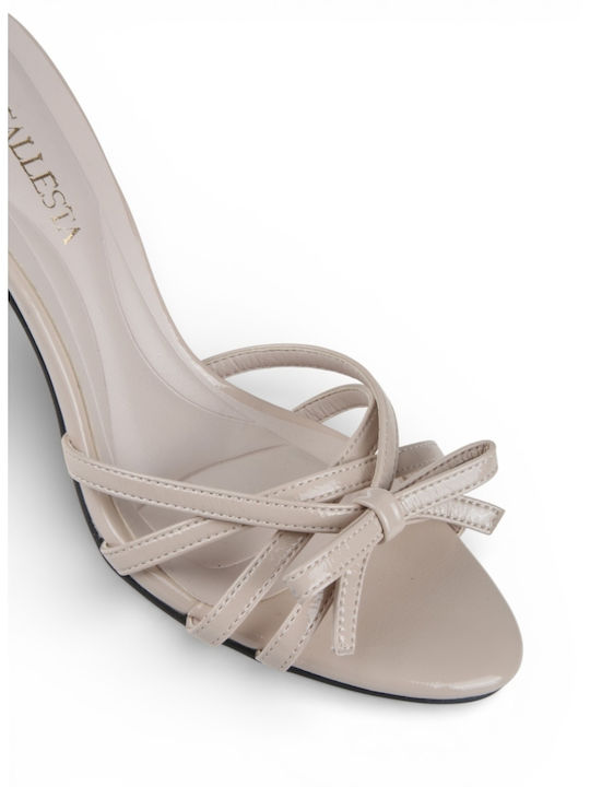 Damen Pantoletten mit Absatz in Beige Farbe