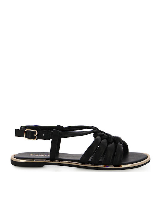 Leather Women's Flat Sandals Black