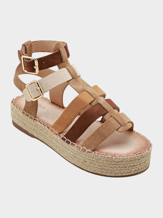 Γυναικεία Σανδάλια Gladiator Flatforms Καφέ