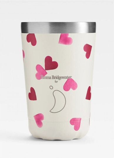 Chilly's Coffee Cup Emma Bridgewater Thermos Glass Stainless Steel / Plastic BPA Free 340ml E.b. Hearts with Straw