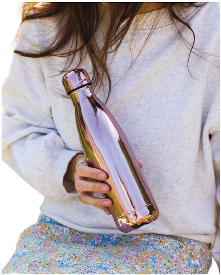 Chilly's Chrome Bottle Thermos Stainless Steel BPA Free 500ml Rose Gold