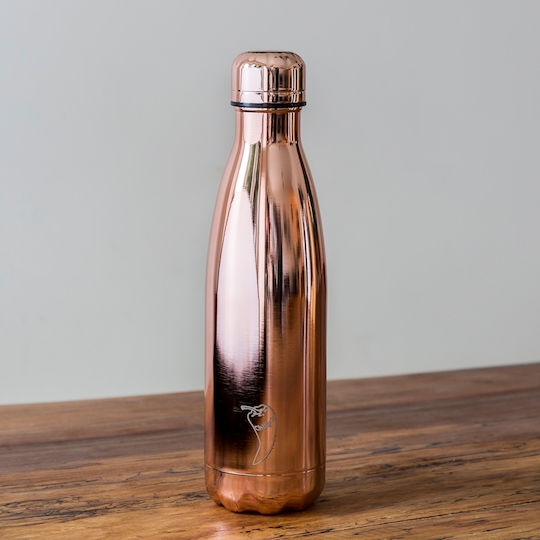 Chilly's Chrome Bottle Thermos Stainless Steel BPA Free 500ml Rose Gold