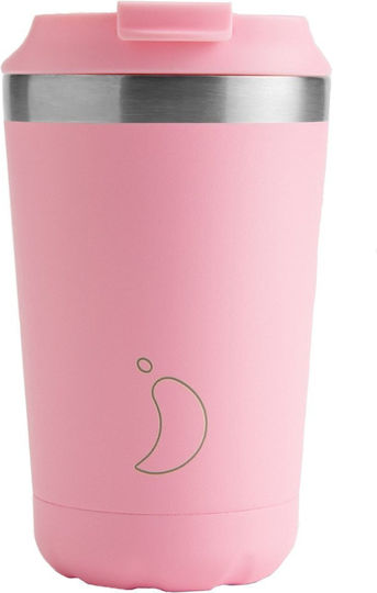 Chilly's Glass Thermos Stainless Steel BPA Free 340ml Pastel Pink